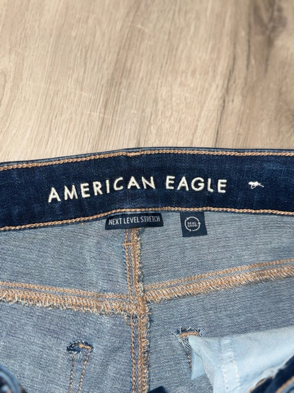 American Eagle High Rise Skinny Kick Jeans Size 10 XLong Dark Shadow Stretch - Picture 8 of 14